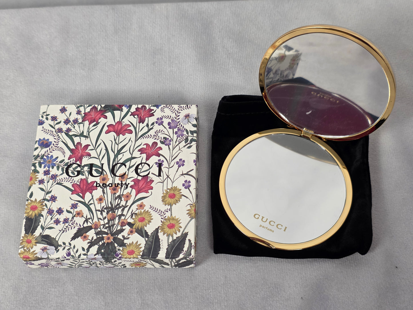 GUCCI METAL FLORAL COMPACT MIRROR CASE - GWP