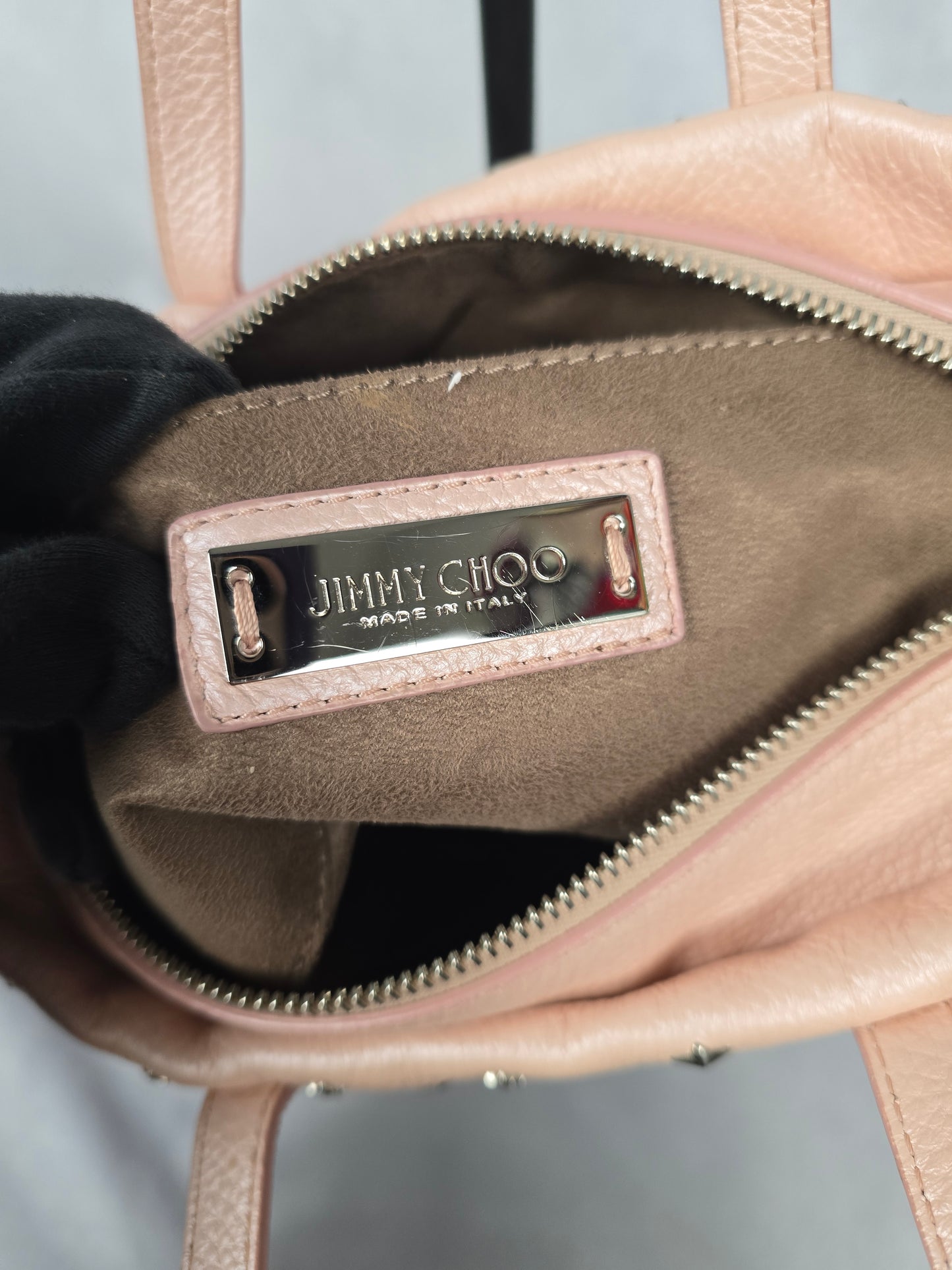 Jimmy Choo Mini Sara Pink Leather Sparkle Two-Way Handbag