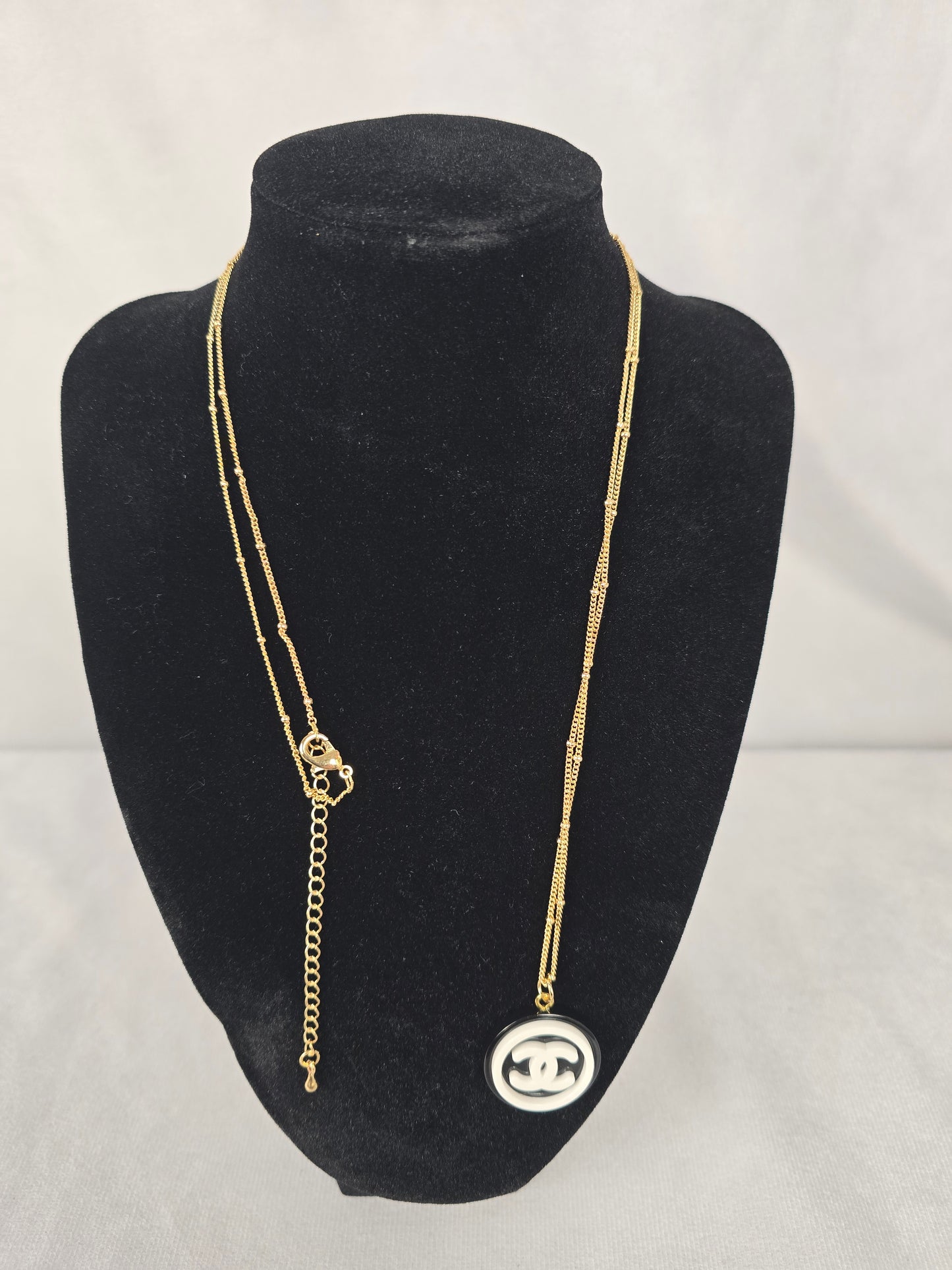 Upcycled Chanel Black/White CC Necklace