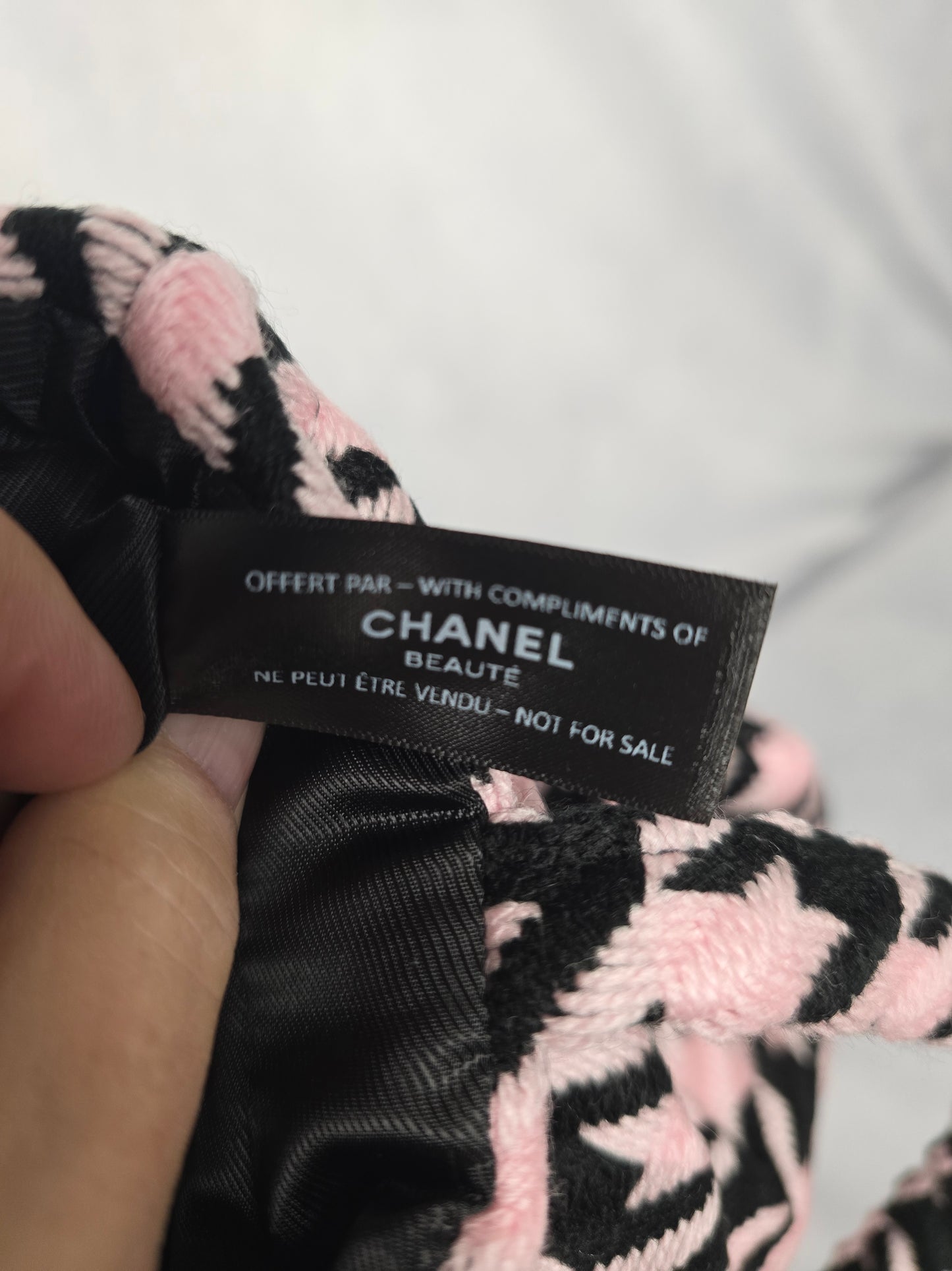 GWP Chanel Tweed Pink and Black Houndstooth Tote with Jeweled CC Logo