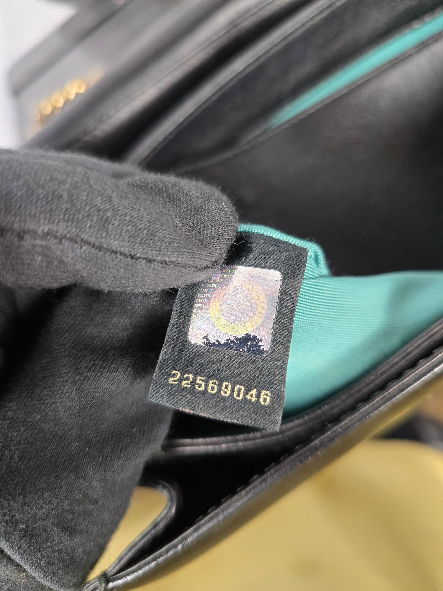 Bvlgari Black Leather and Perspex Flap Cover Shoulder Bag