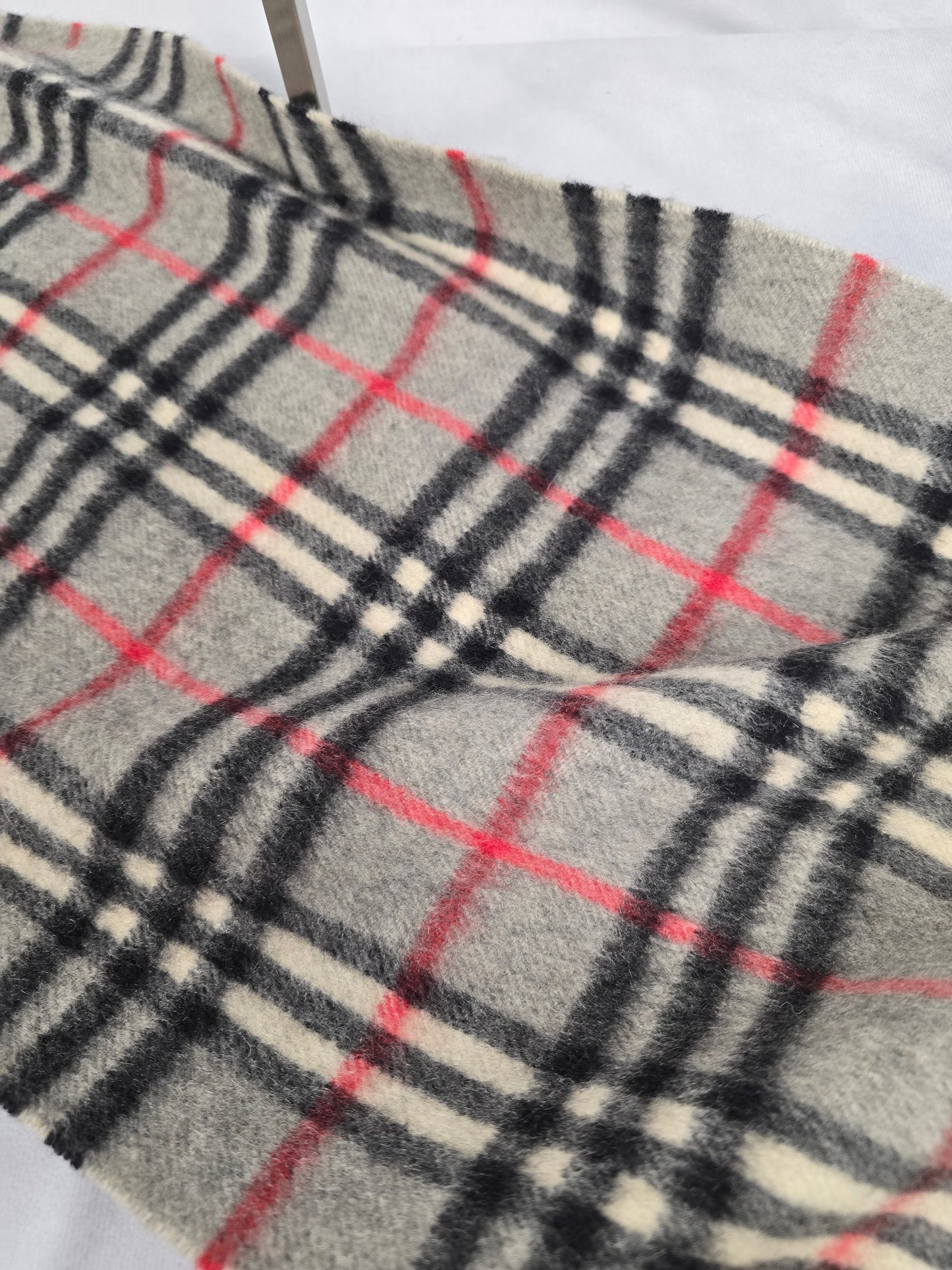 Burberry Gray Nova Check Cashmere Plaid 54" Scarf