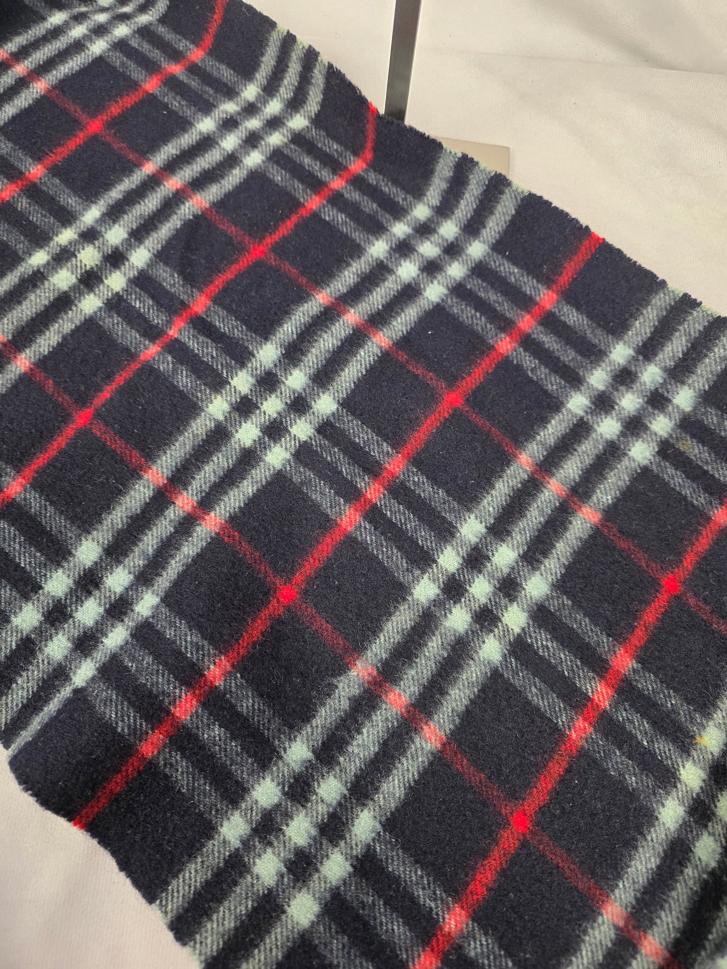 Burberry Navy Blue Nova Check Cashmere Plaid 52" Scarf