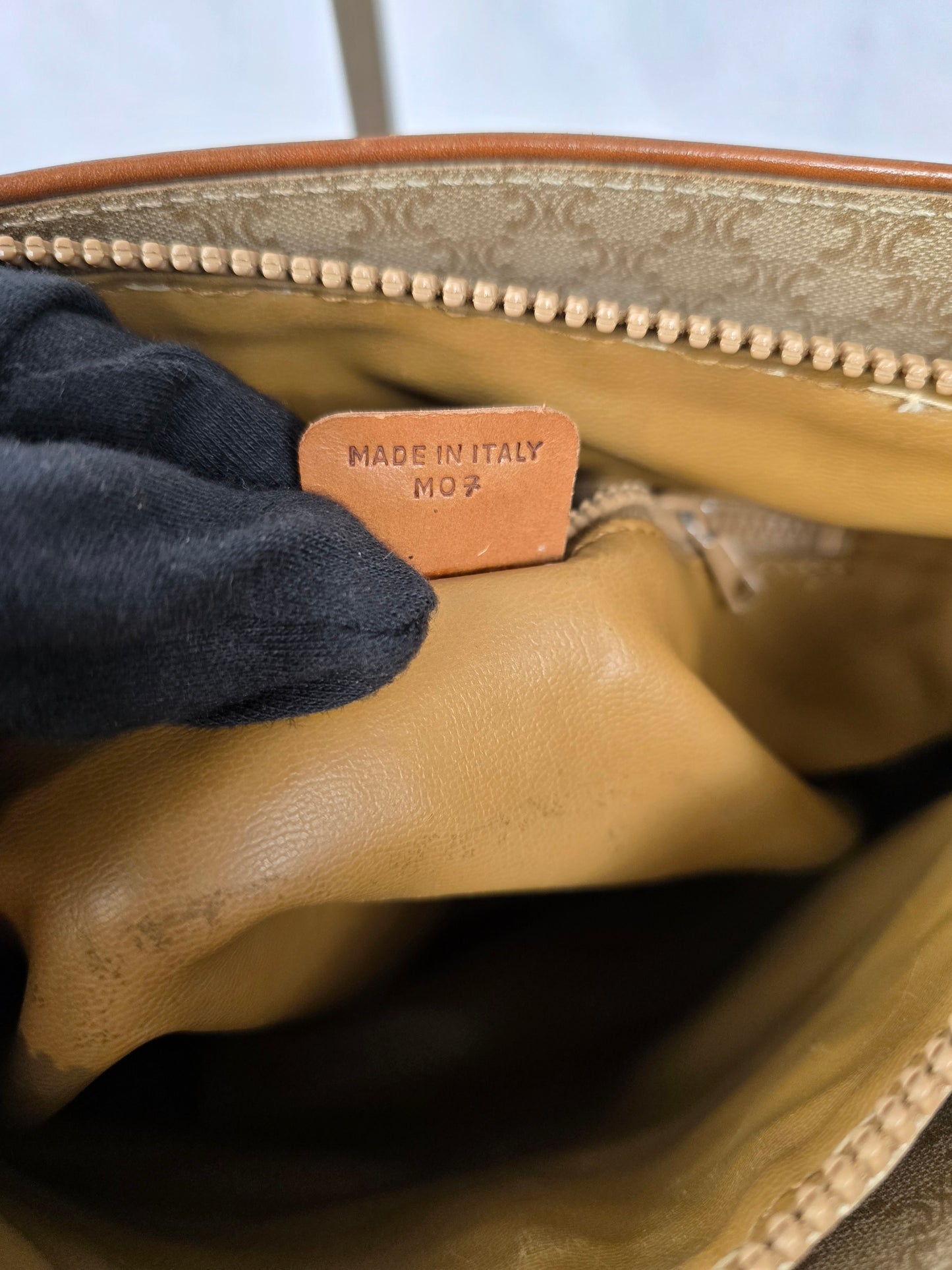 Celine Vintage Macadam Leather Trim Top Handle Bag