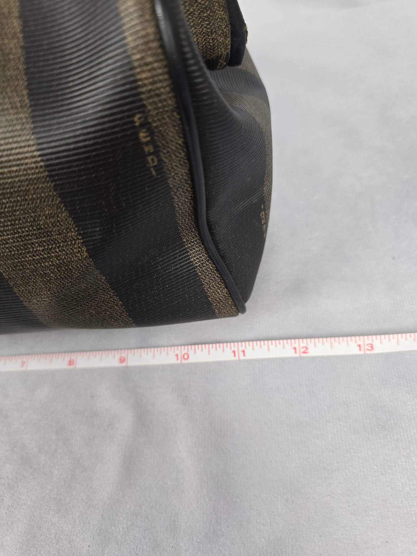 Fendi Pequin Black and Brown Striped Boston Bag