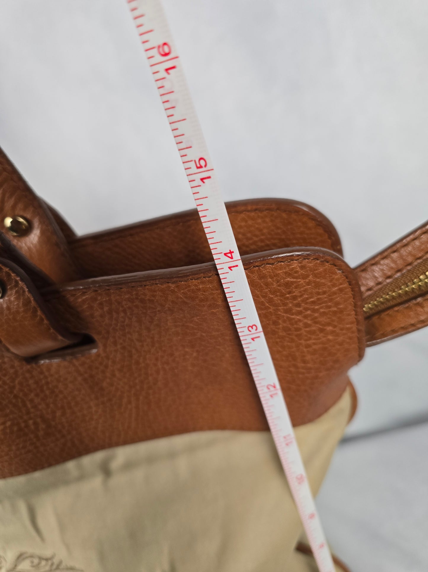 Burberry Vintage Beige and Brown Fabric and Leather Trim Tote