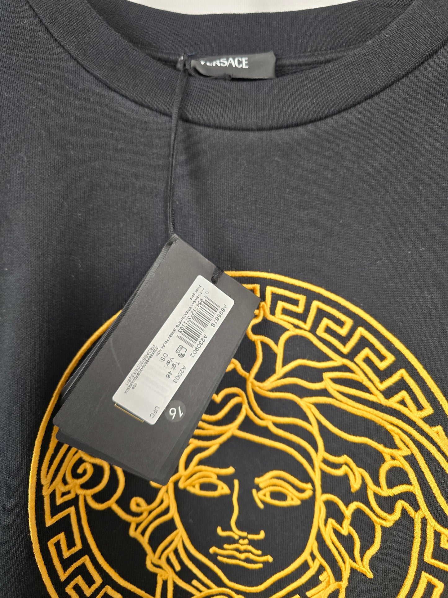 Versace Black Embroidered Medusa Crew Neck Sweatshirt - NWT