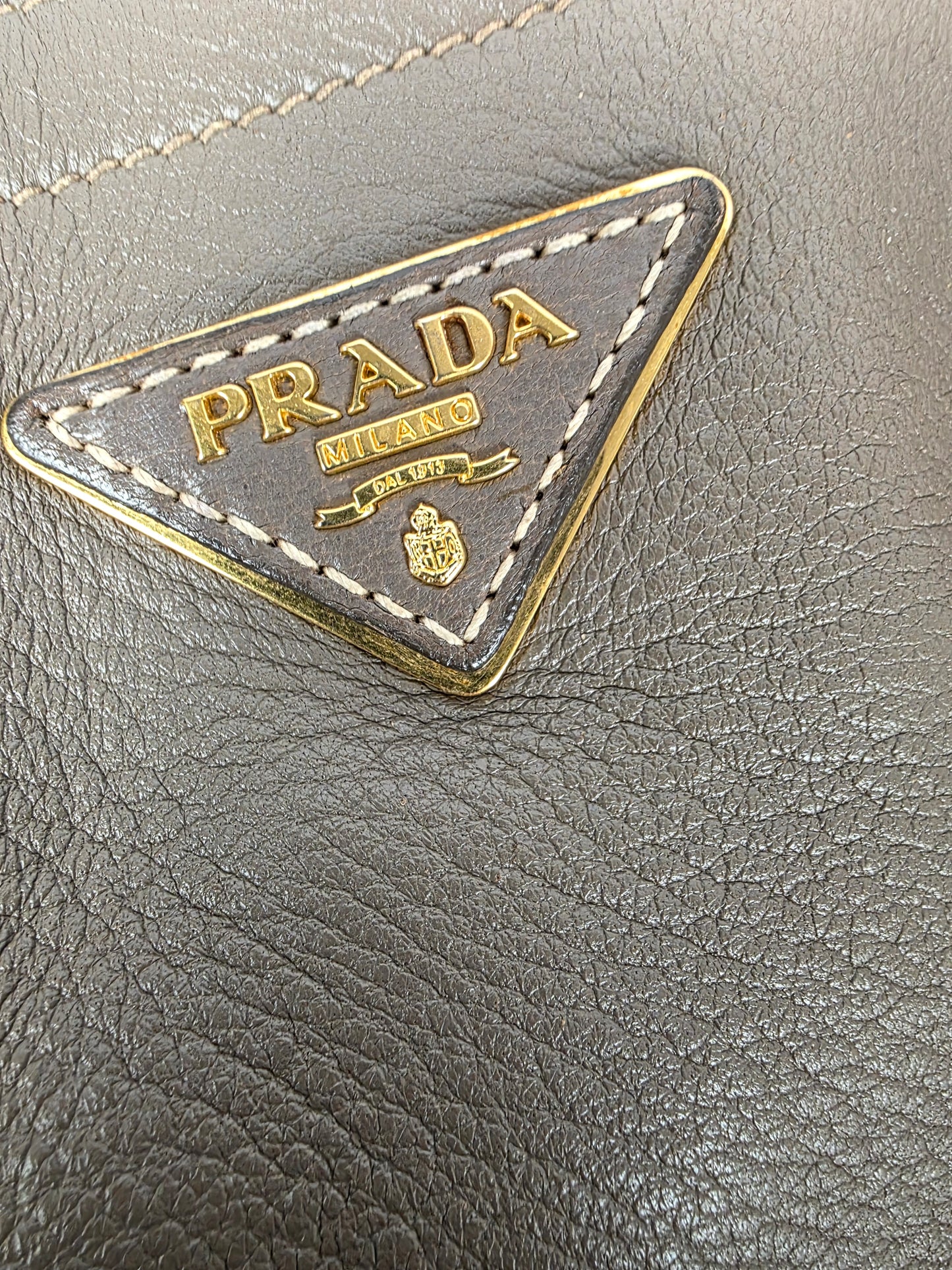 Prada Large Argilla (Taupe) Cervo Leather Tote