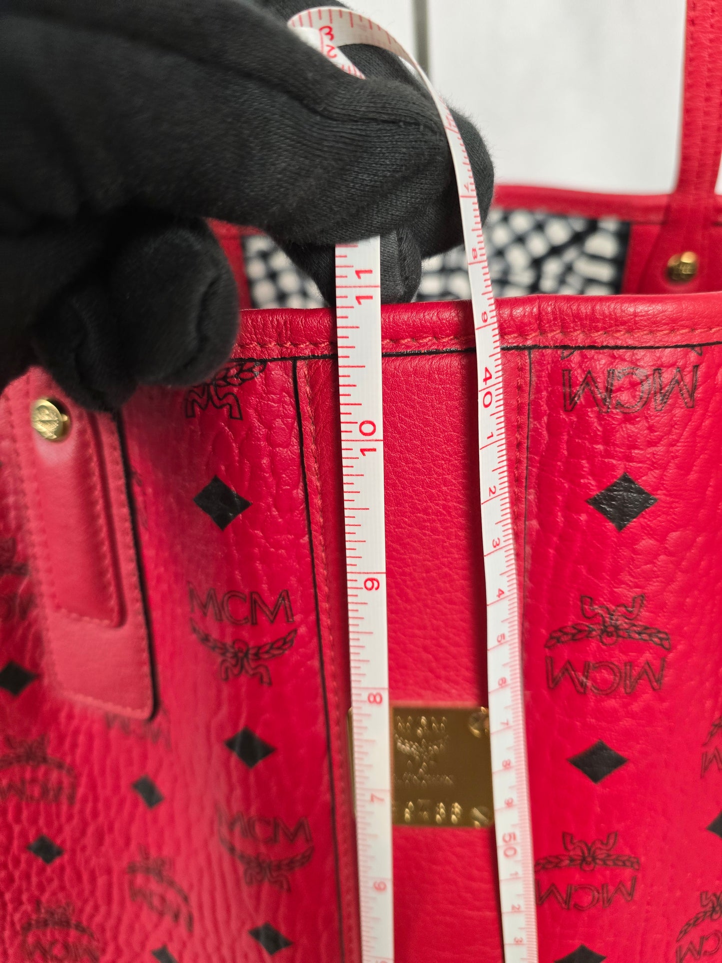 MCM Red Liz Medium Tote with Matching Small Purse