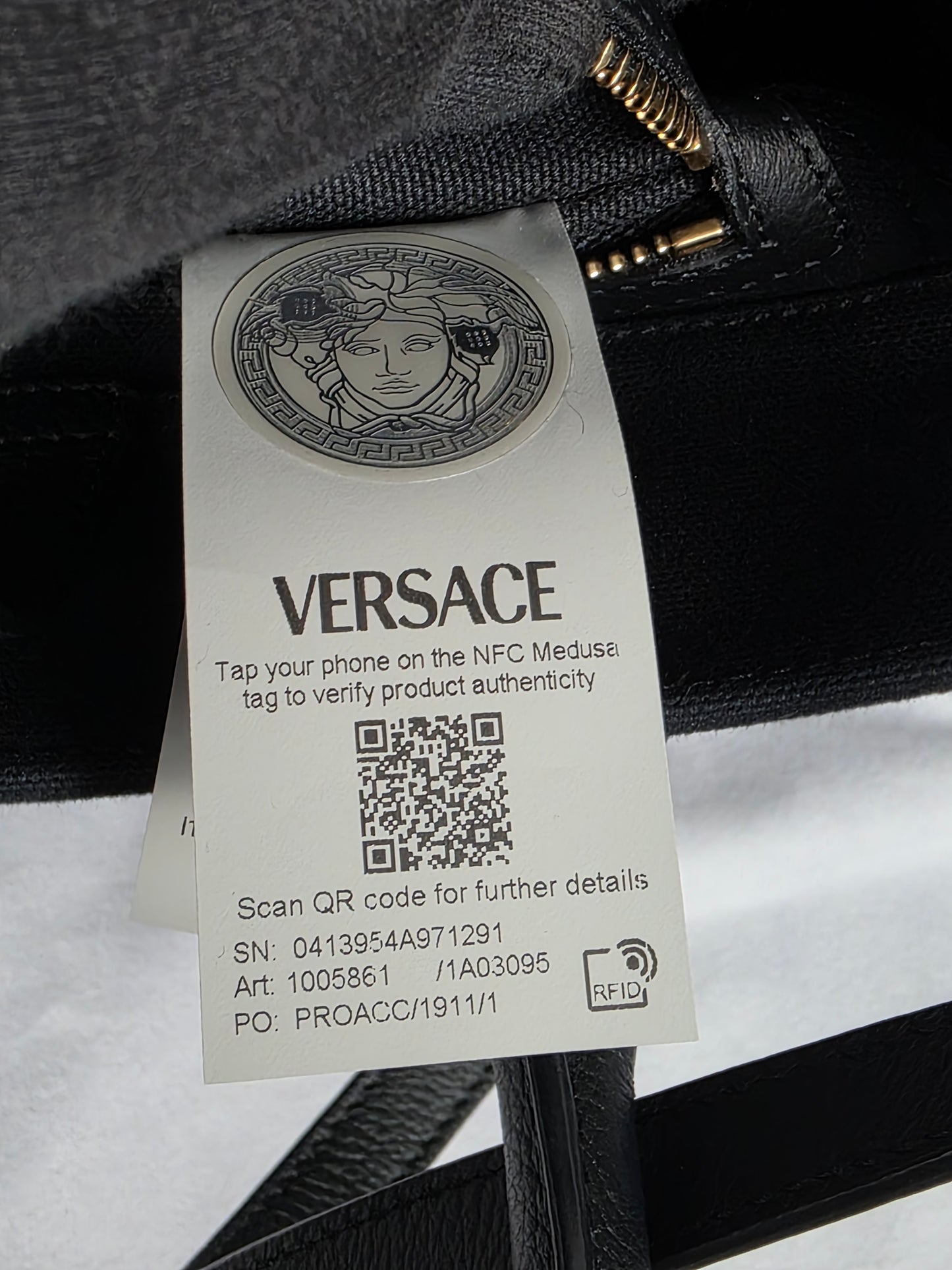 Versace La Medusa Small Black Canvas Tote