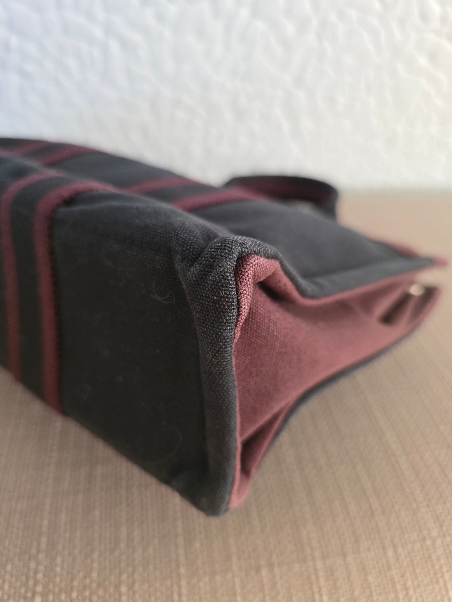 Hermes Fourre Tout PM Tote Bag in Black and Burgundy