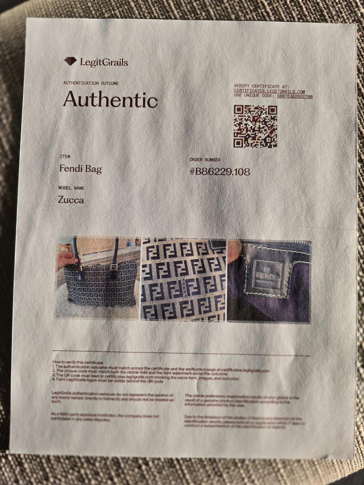 Fendi Zucchino Canvas Shoulder Bag in Tan Canvas/Navy Leather