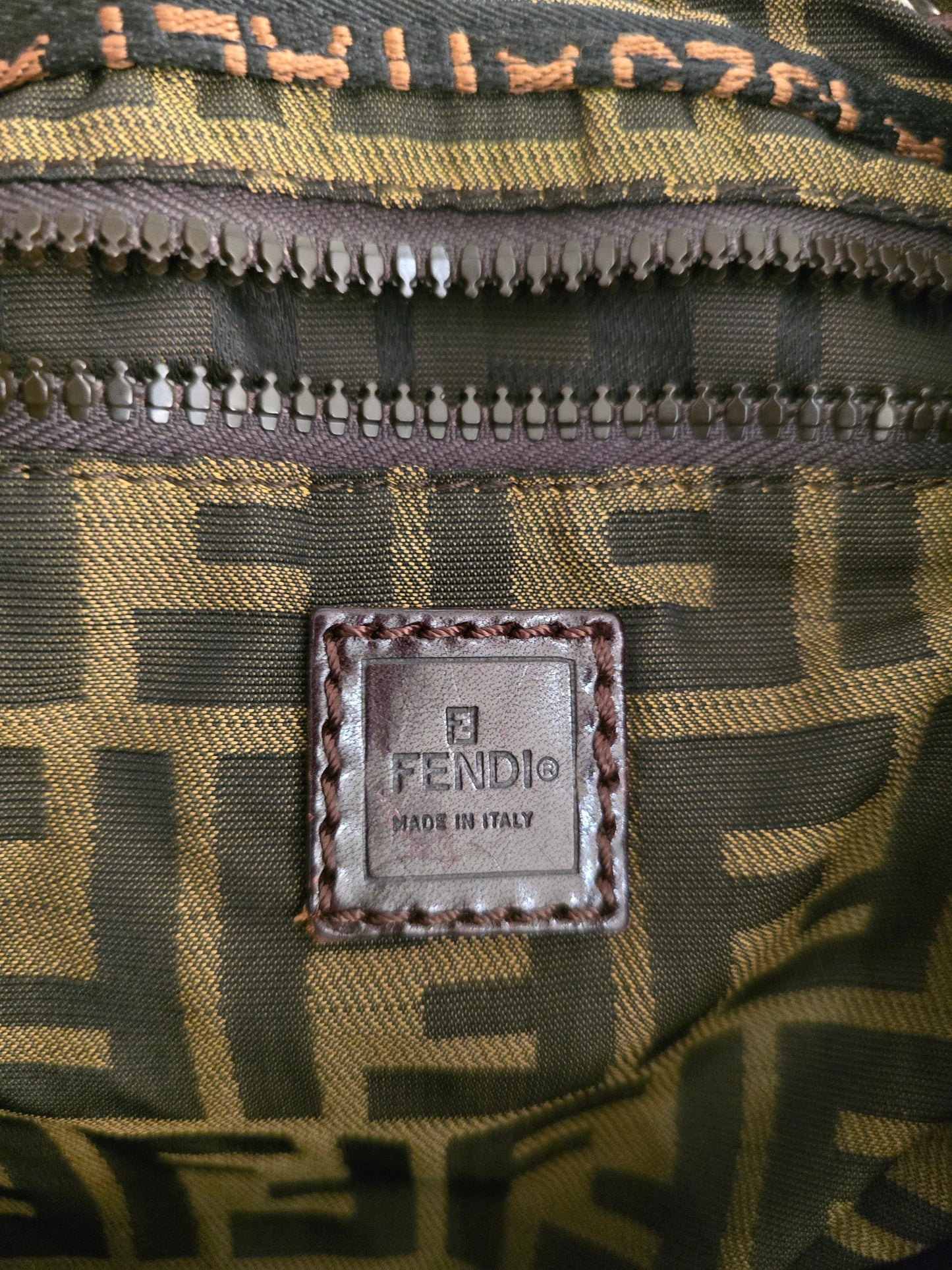 Fendi Zucca Canvas BackPack in Brown Canvas and Leather Trim