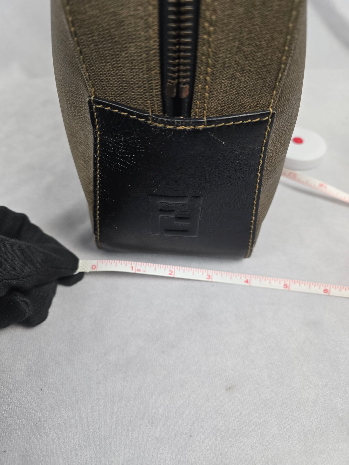 Fendi Canvas and Brown Leather Two-Way Bag