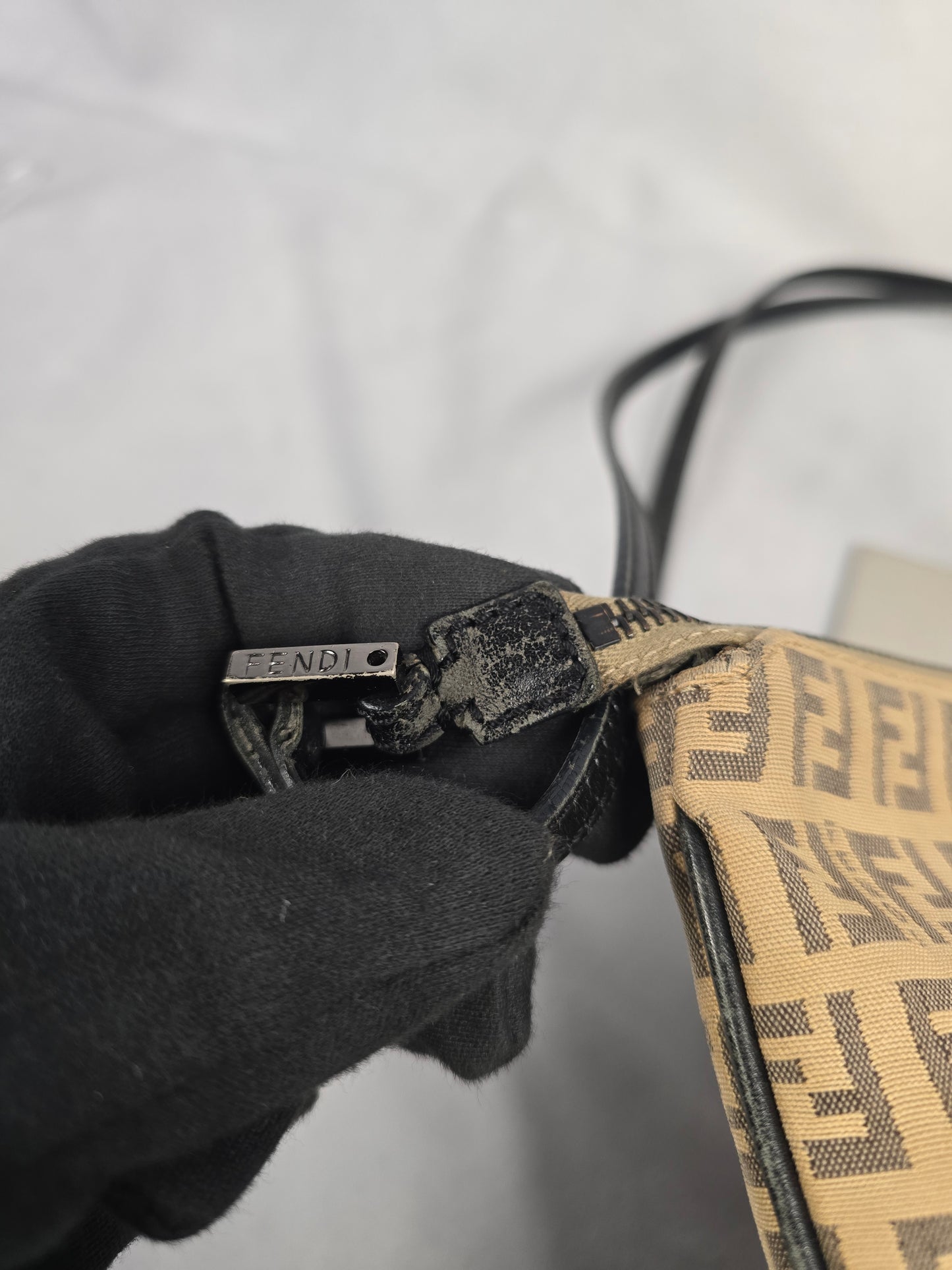 Fendi Zucchino Canvas Crossbody Bag in Beige/Brown