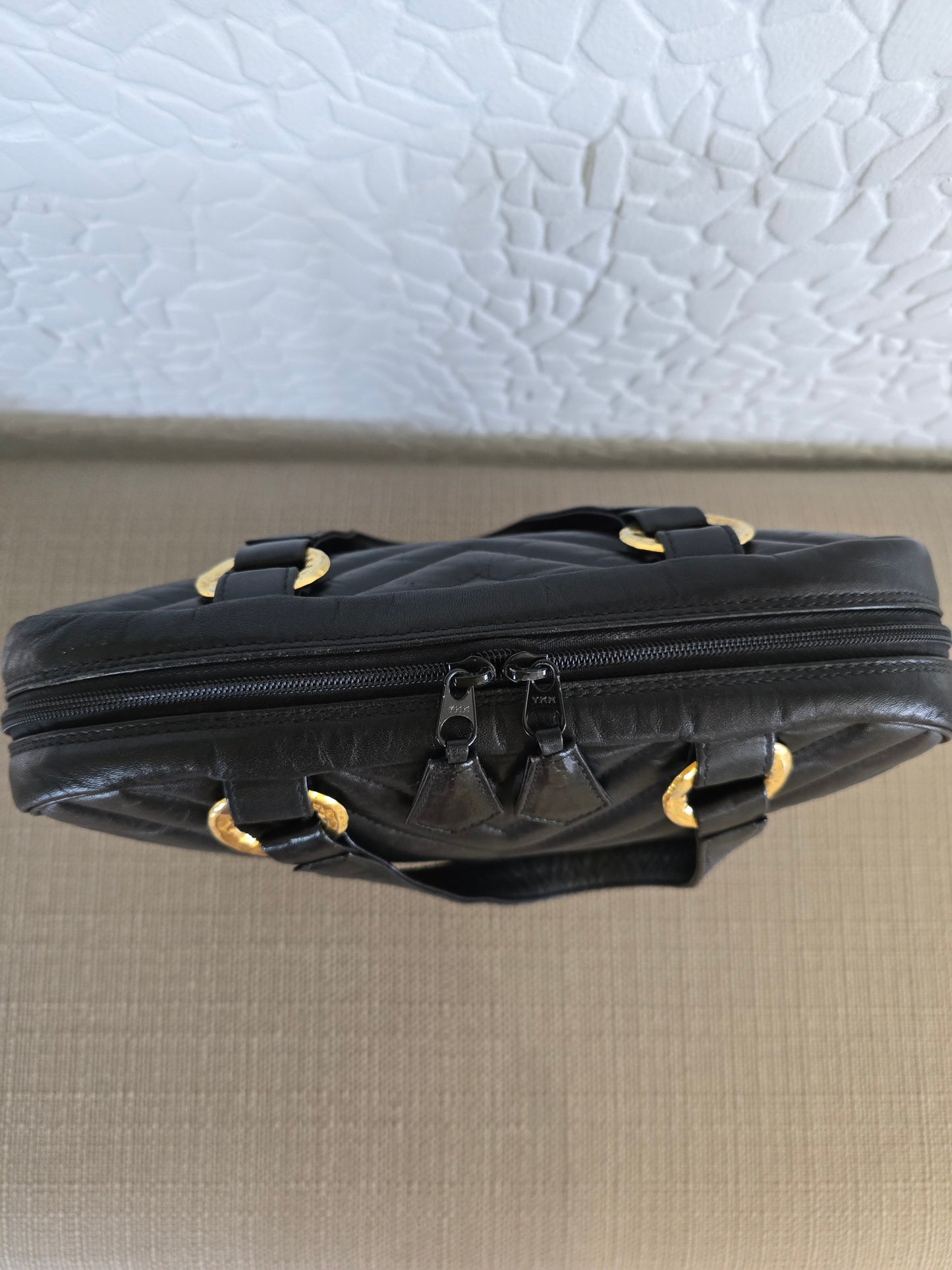 YSL Black Chevron Leather Handbag