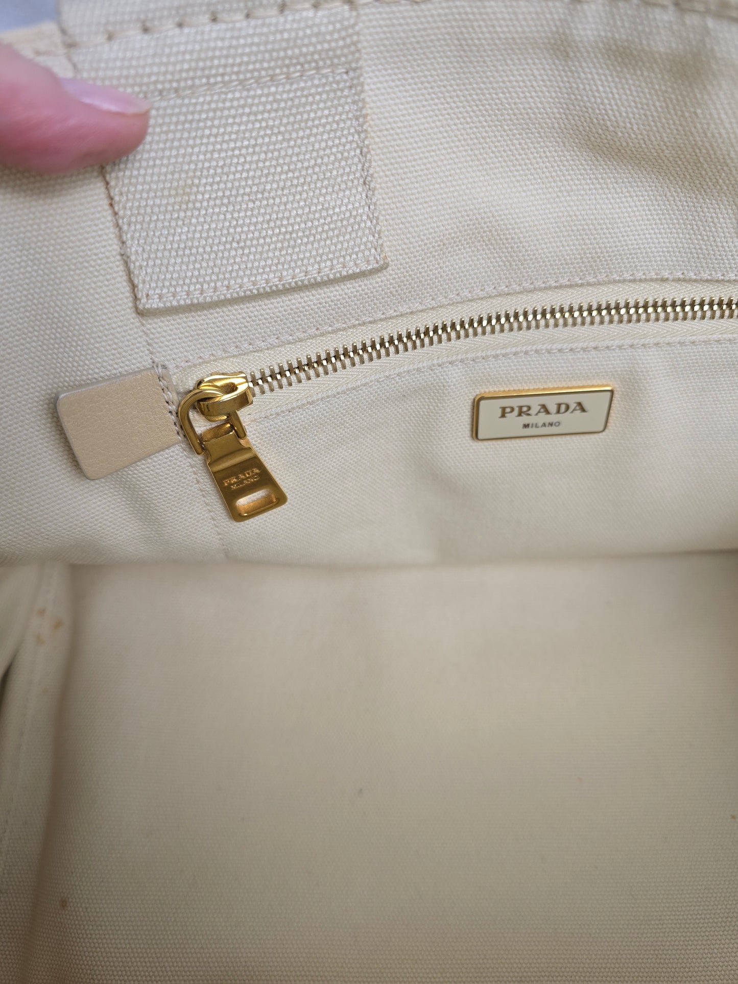 Prada Canapa Logo Tote Grezzo