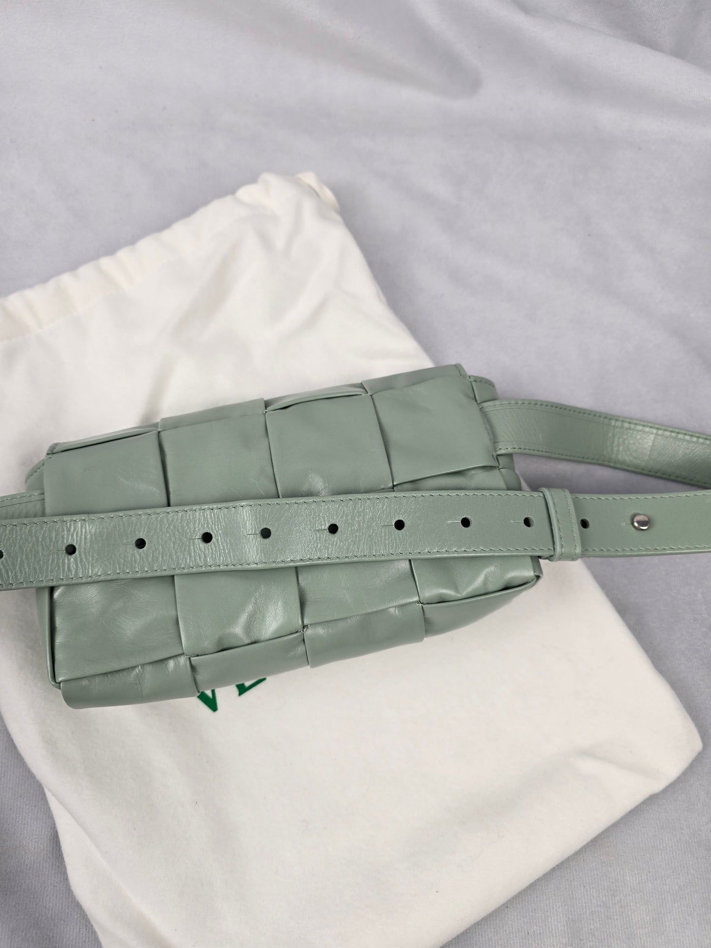 Bottega Veneta Large Weave Intreccio Cassette Sage Leather Waist Bag