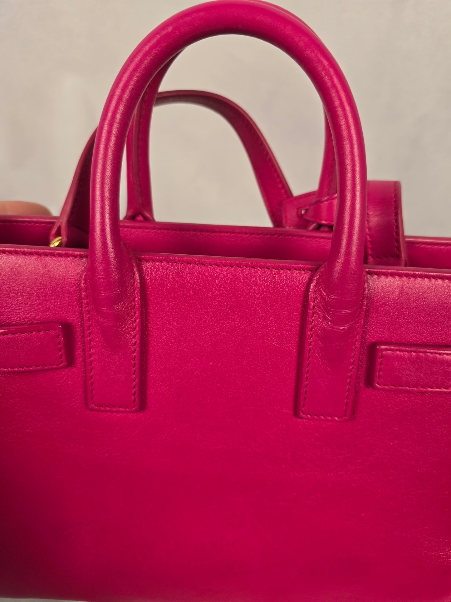 YSL Sac de Jour in Fuchsia Leather with Shoulder Strap