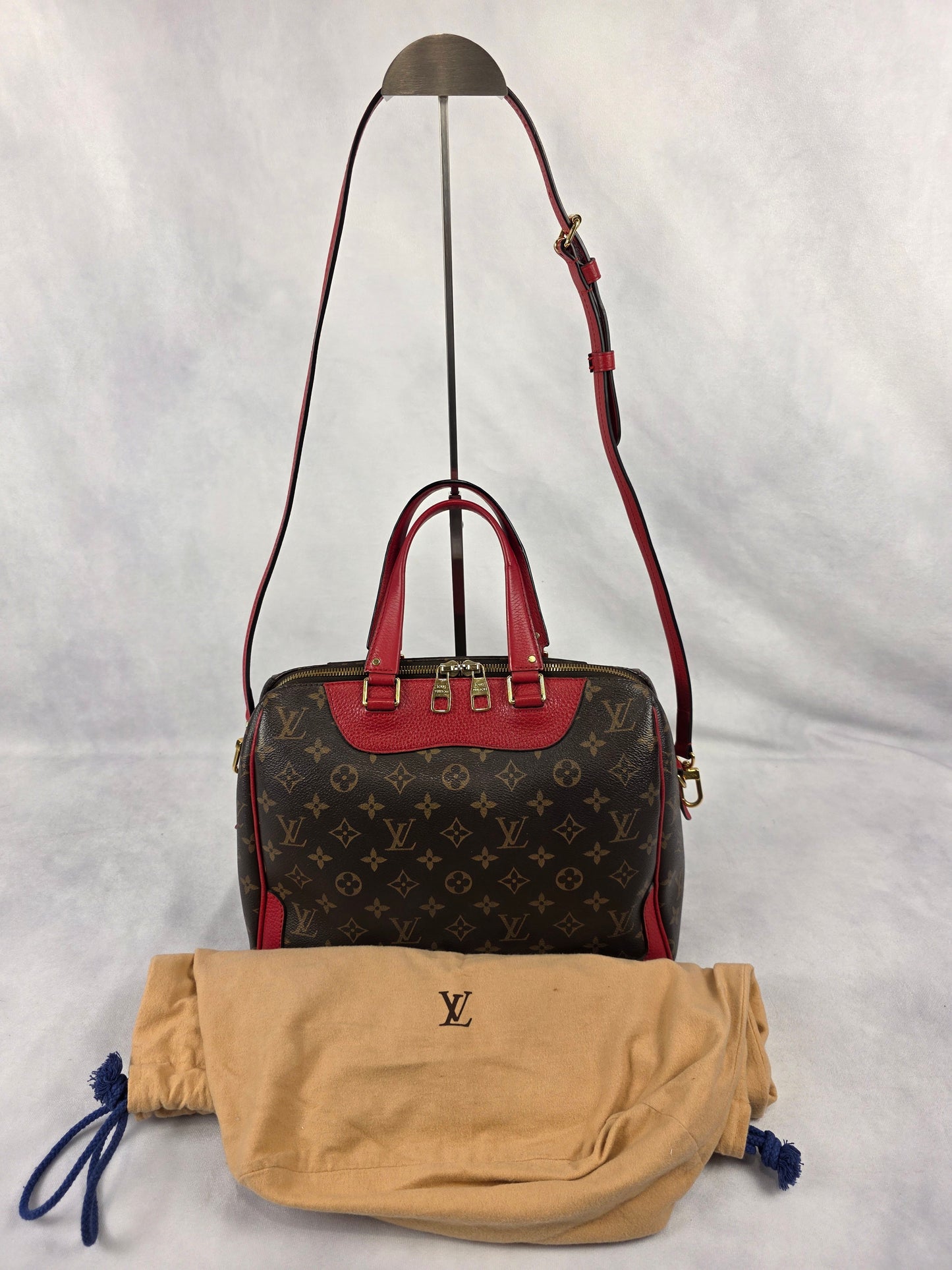 Louis Vuitton Monogram Retiro NM Handbag Coquelicot Red 2Way Shoulder Bag