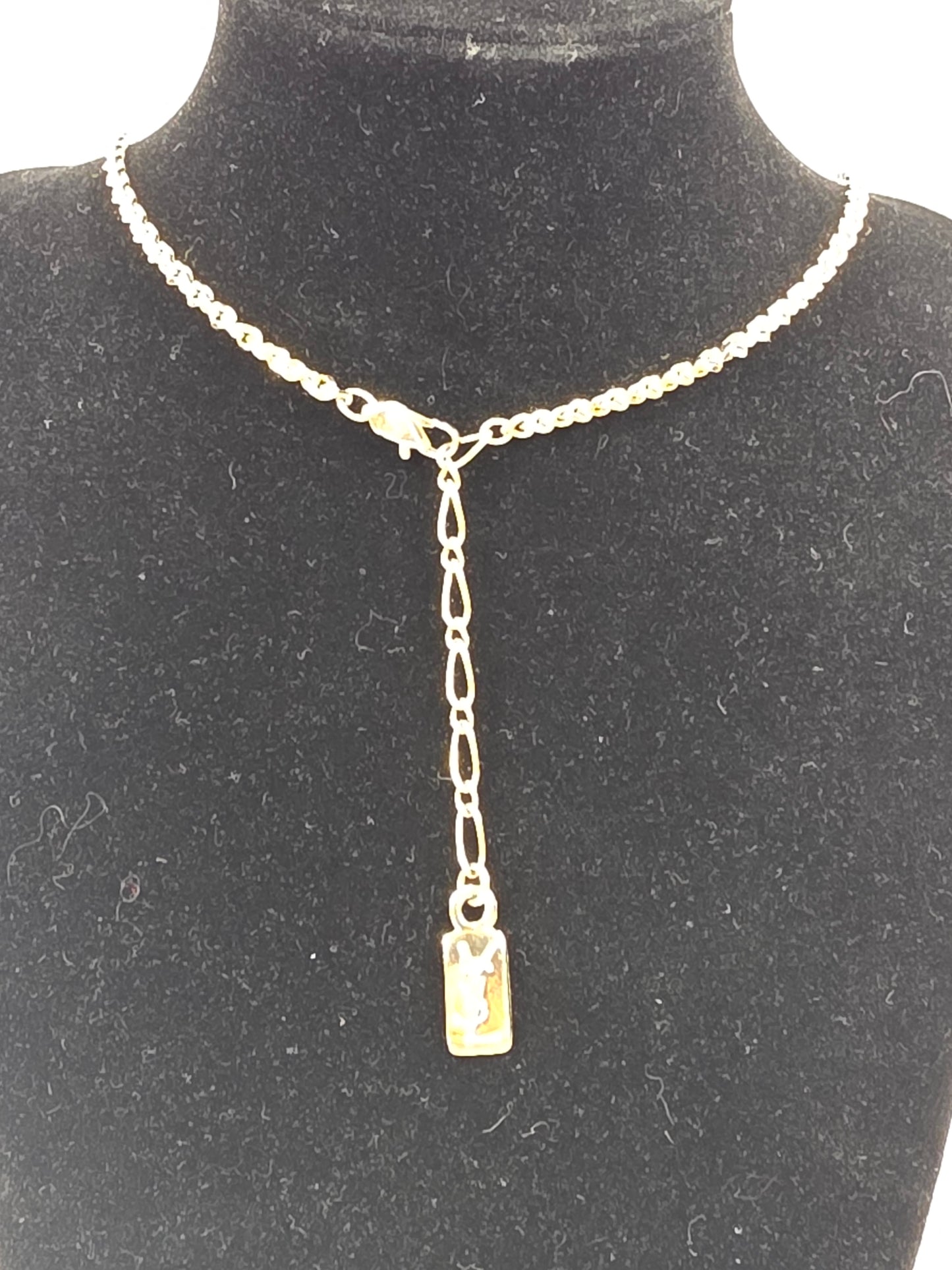 Vintage Yves Saint Laurent Gold-Tone Embossed Ring Pendant Long Necklace