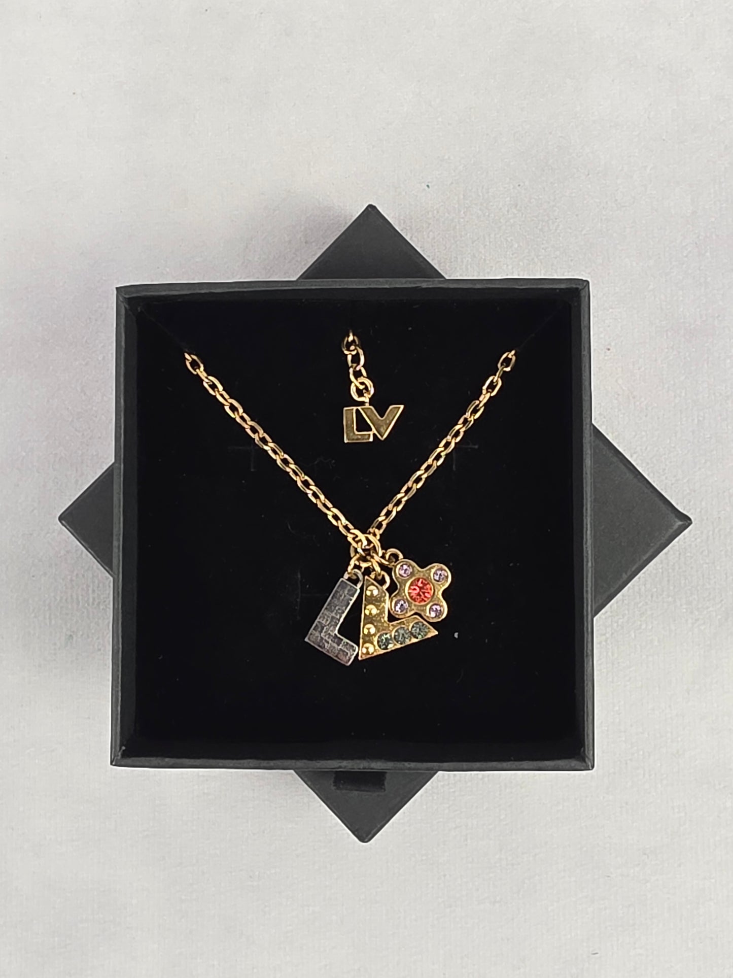 Louis Vuitton Crystal "Love Letters" Charm Pendant Necklace