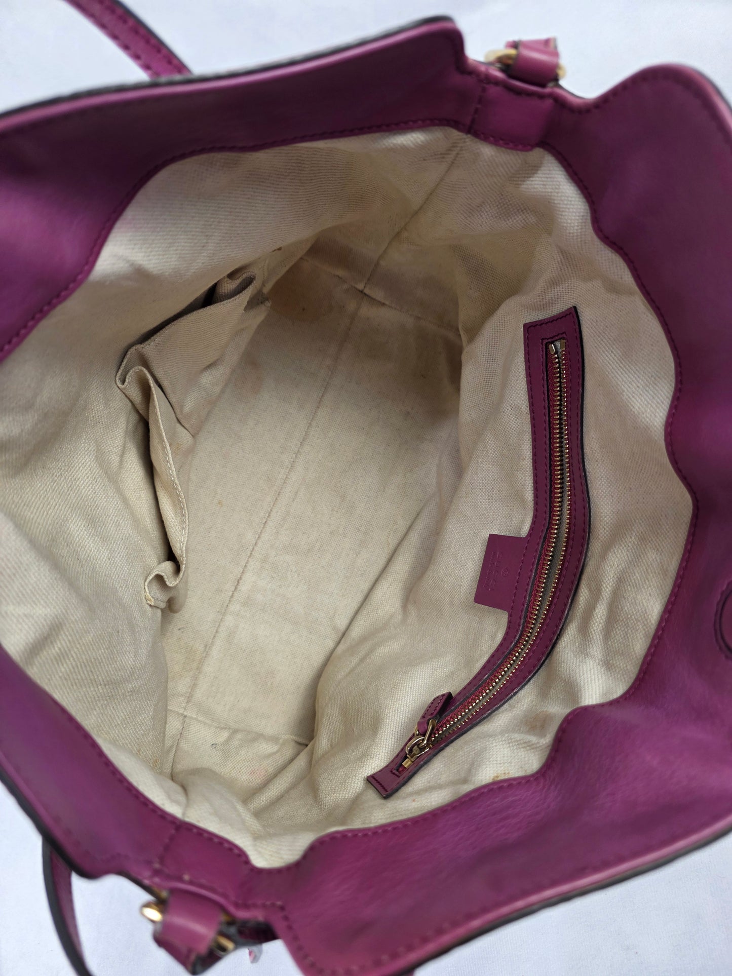 Gucci Medium Bree Convertible Fold Over Tote in Purple Guccissima Leather