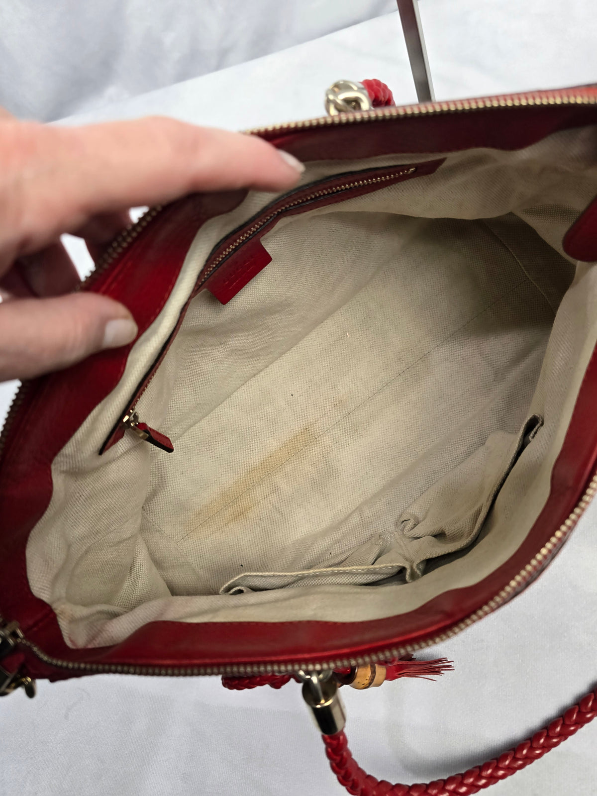 Gucci Bella Bamboo Tassel Red Leather Bag