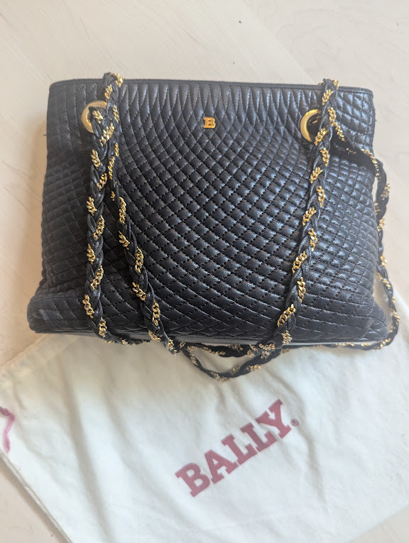 Bally Black Quilted Matelasse Shoulder Bag