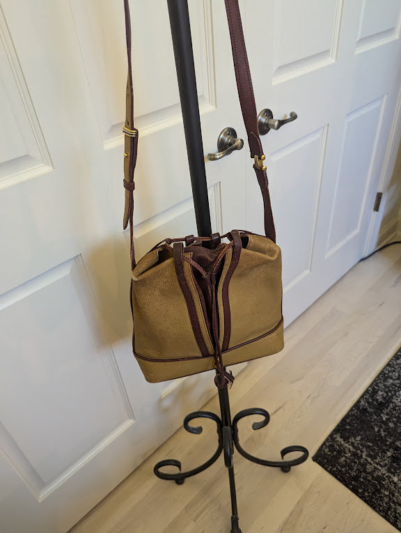 Cartier Vintage Trinity Tan and Burgandy Bucket Bag