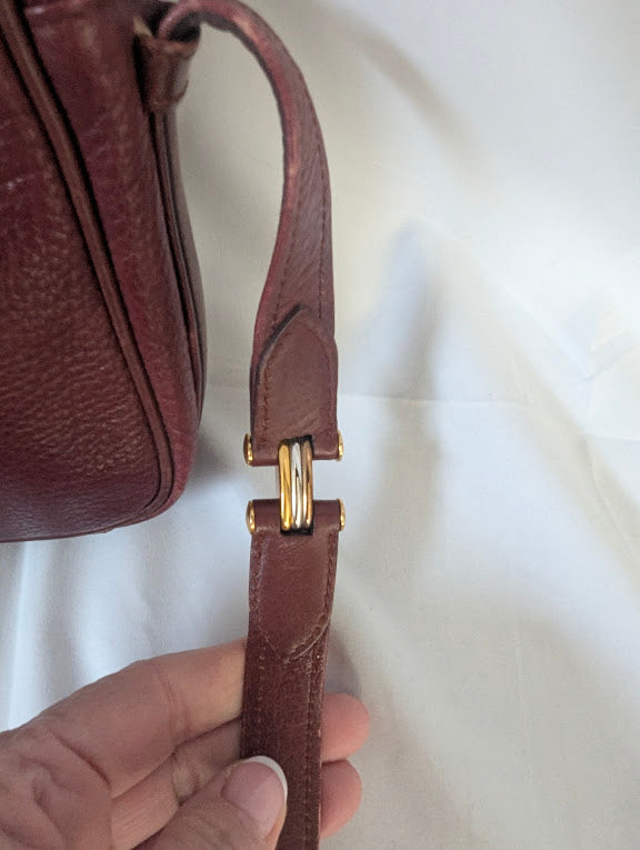 Cartier Vintage Bordeaux Burgandy Trinity Crossbody Bag