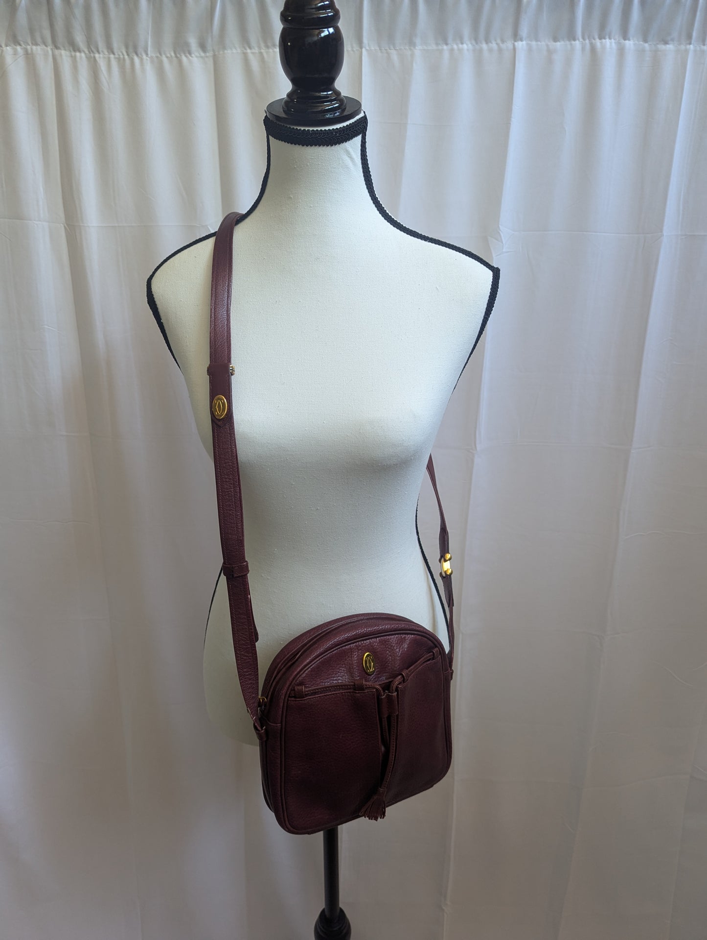 Cartier Vintage Bordeaux Burgandy Trinity Crossbody Bag