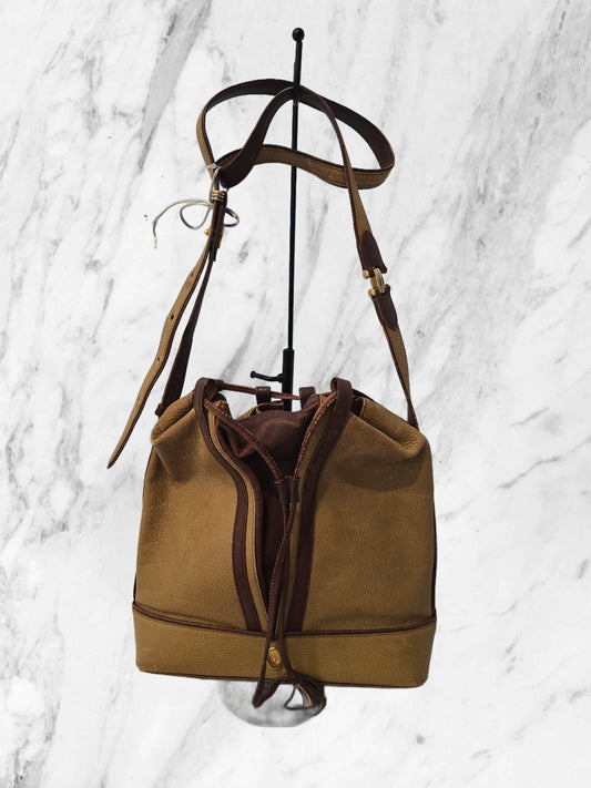 Cartier Vintage Trinity Tan and Burgandy Bucket Bag