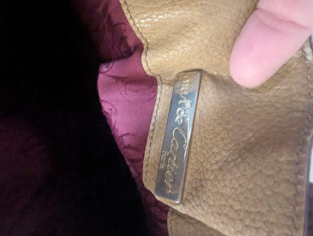 Cartier Vintage Trinity Tan and Burgandy Bucket Bag
