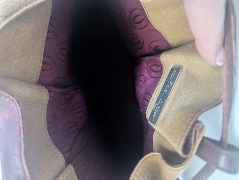 Cartier Vintage Trinity Tan and Burgandy Bucket Bag