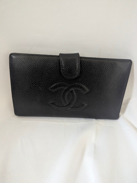 Chanel Black Caviar Long Wallet
