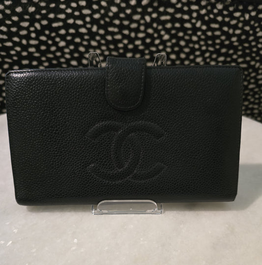 Chanel Black Cavier Long Wallet