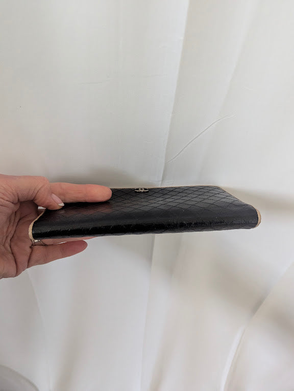 Chanel Black with Tan Piping Bifold Long Wallet