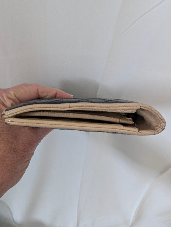 Chanel Black with Tan Piping Bifold Long Wallet