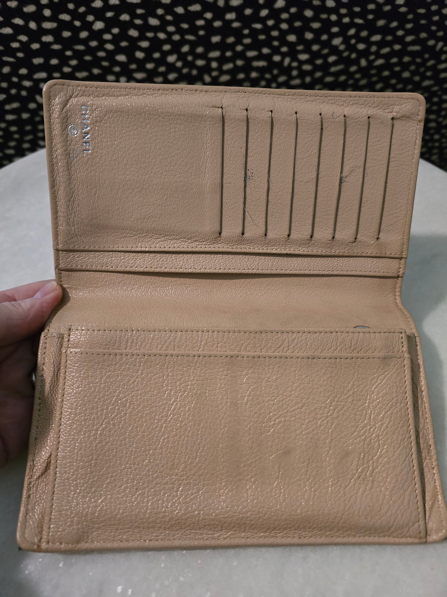 Chanel Black with Tan Piping Long Wallet