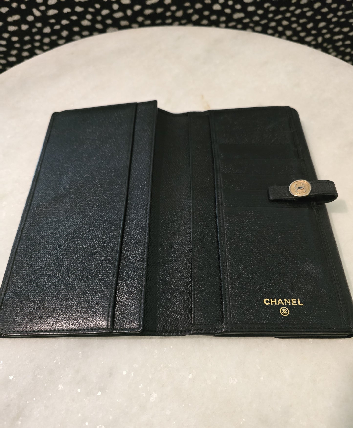 Chanel Black Wallet with Small Gold CC Logo