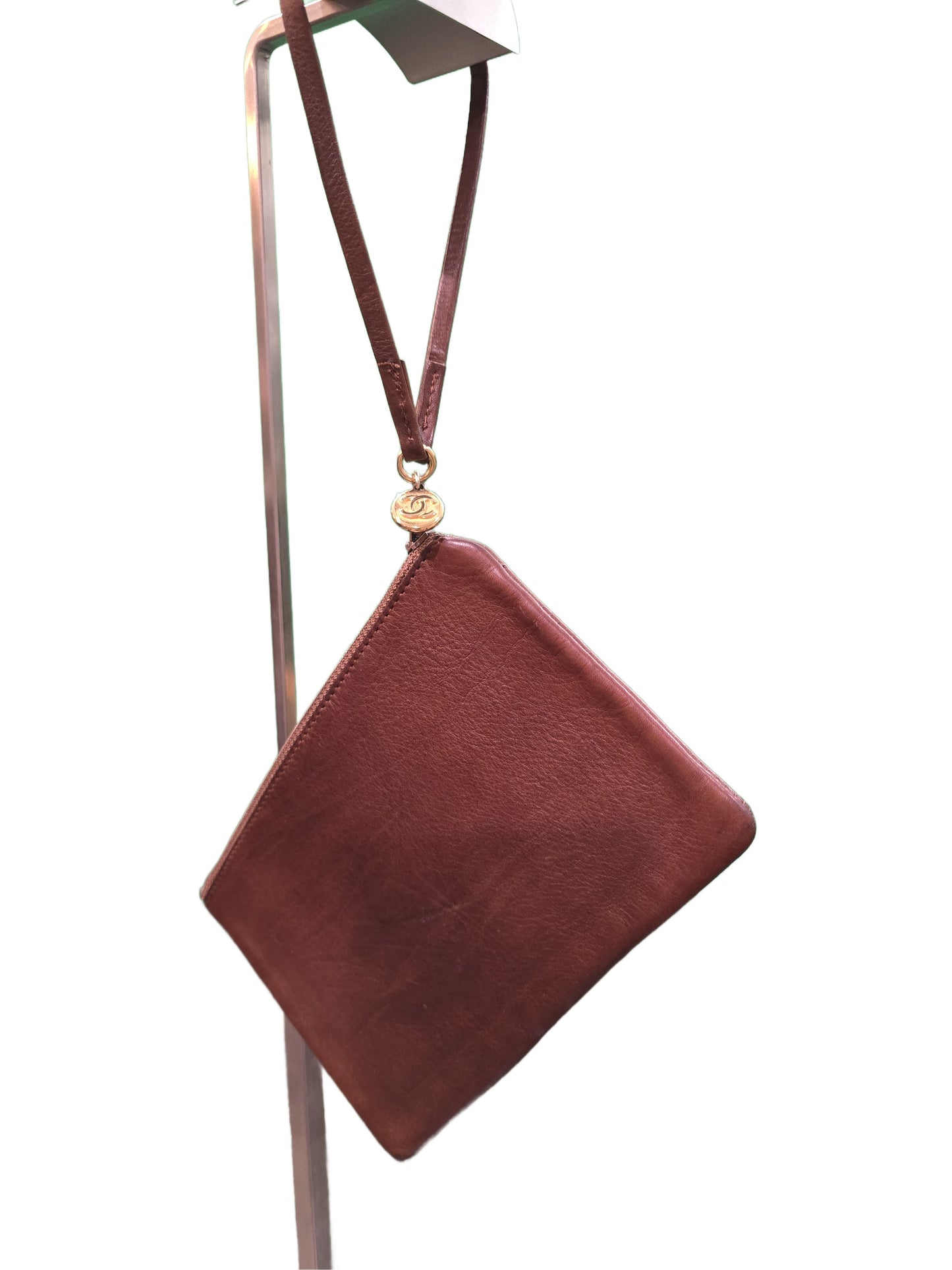 CHANEL CHOLCATE BRONZE LAMBSKIN DRAWSTRING BUCKET BAG & BABY - Vintage