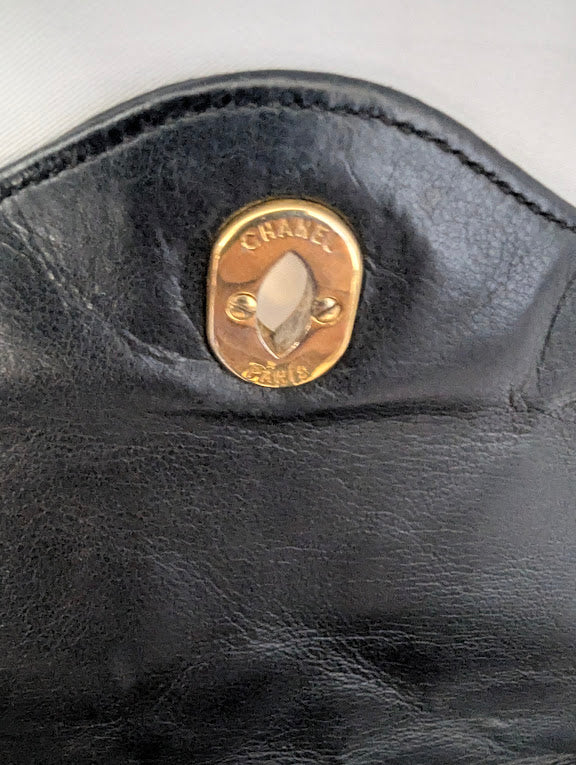 Chanel Vintage Paris Limited Edition Black Lambskin Double Flap Bag