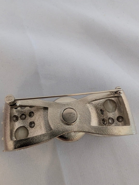 Chanel Pearl Embellished Logo Brooch