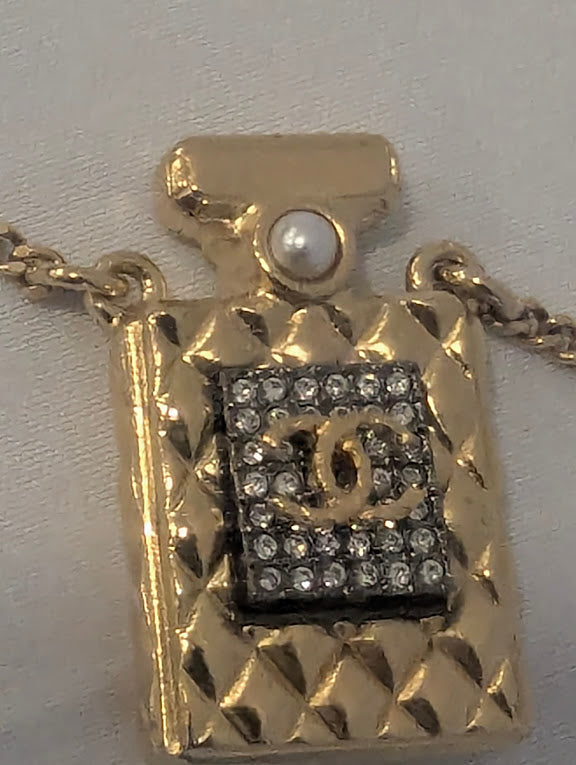 Chanel Pendant Gold Perfume Bottle Necklace