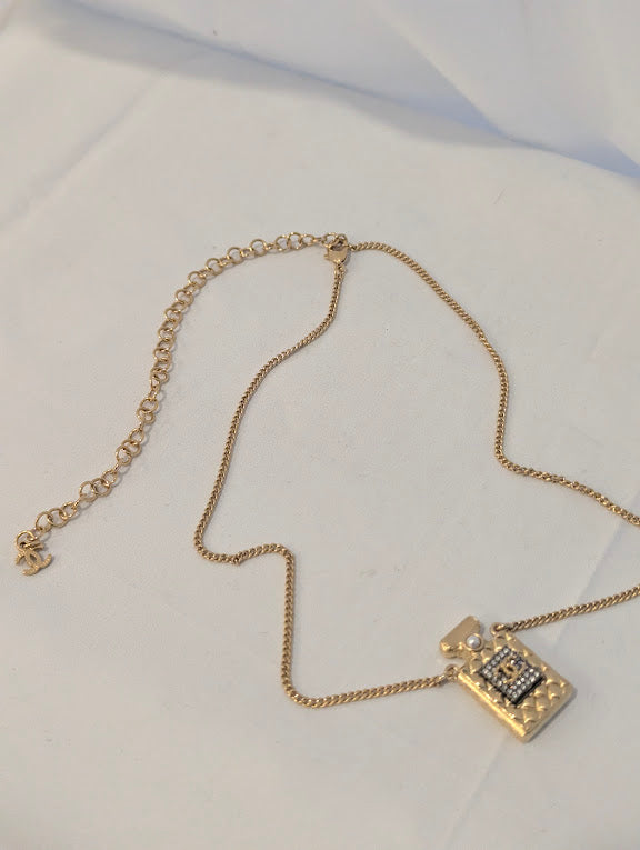 Chanel Pendant Gold Perfume Bottle Necklace