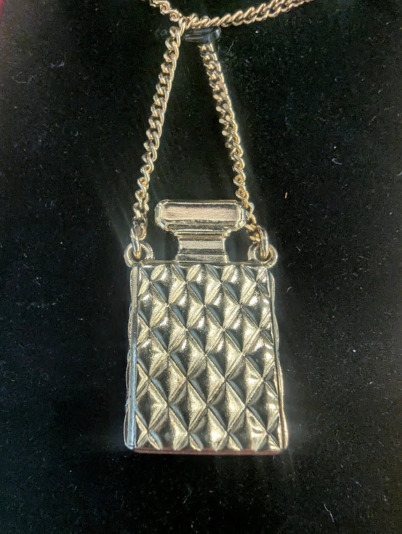 Chanel Pendant Gold Perfume Bottle Necklace