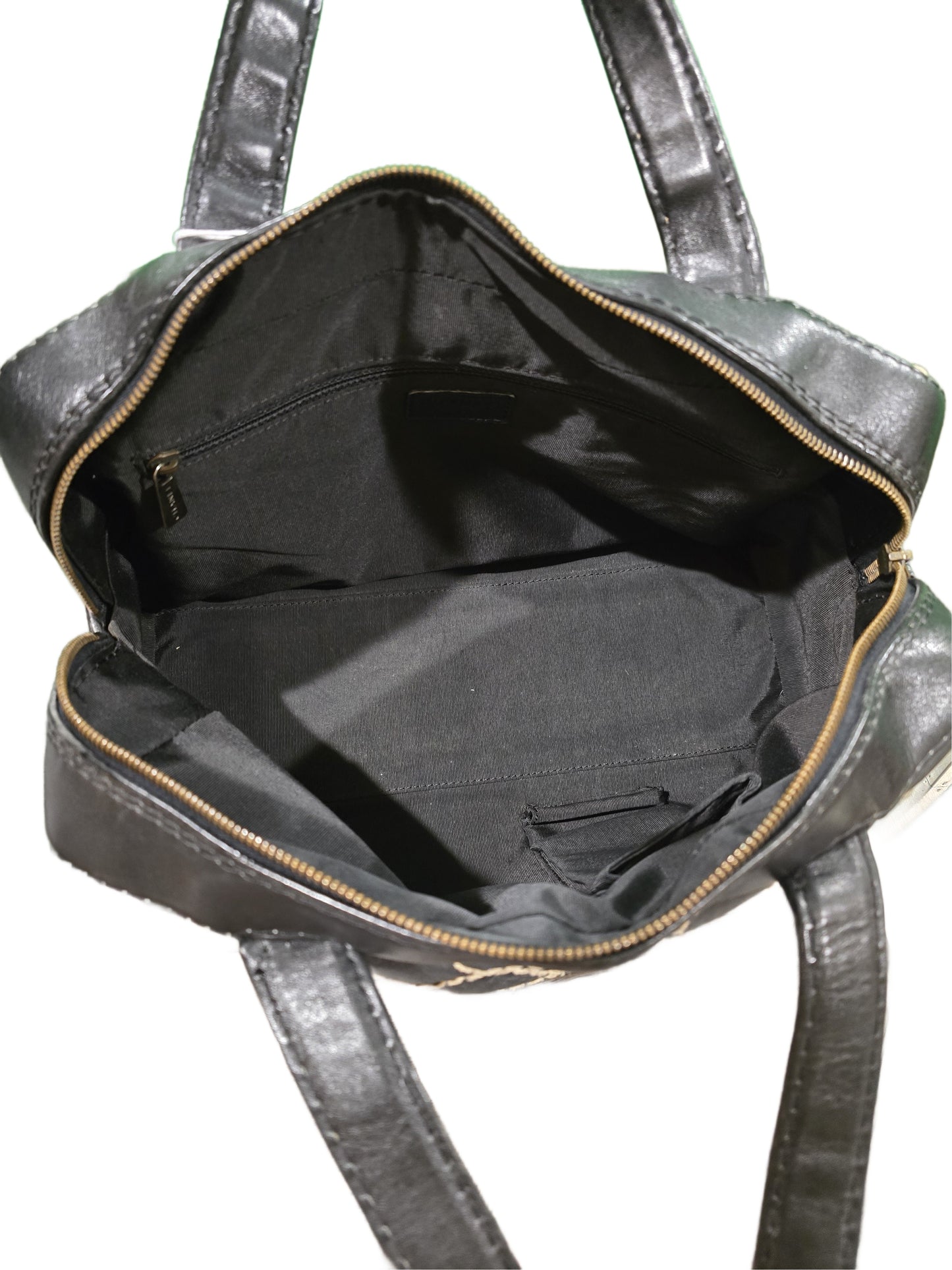 CHANEL BLACK "WILD STITCH" SURPIQUE HANDLE BAG
