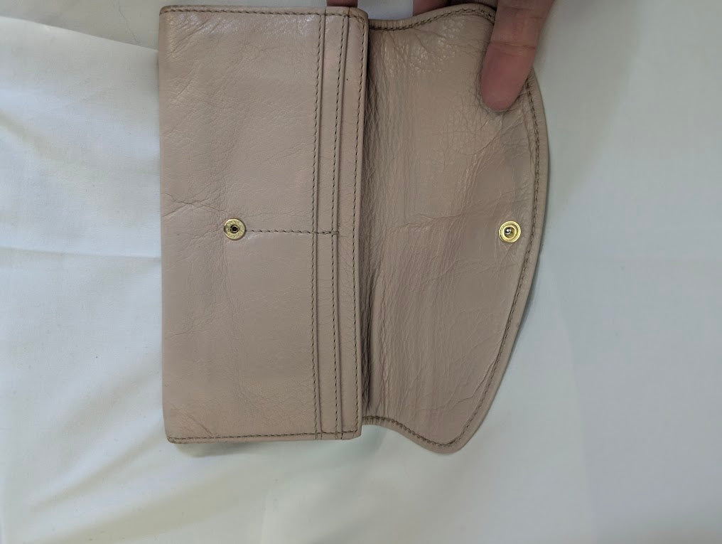Chloe Light Pink Wallet with Silver Metal Bow Accent