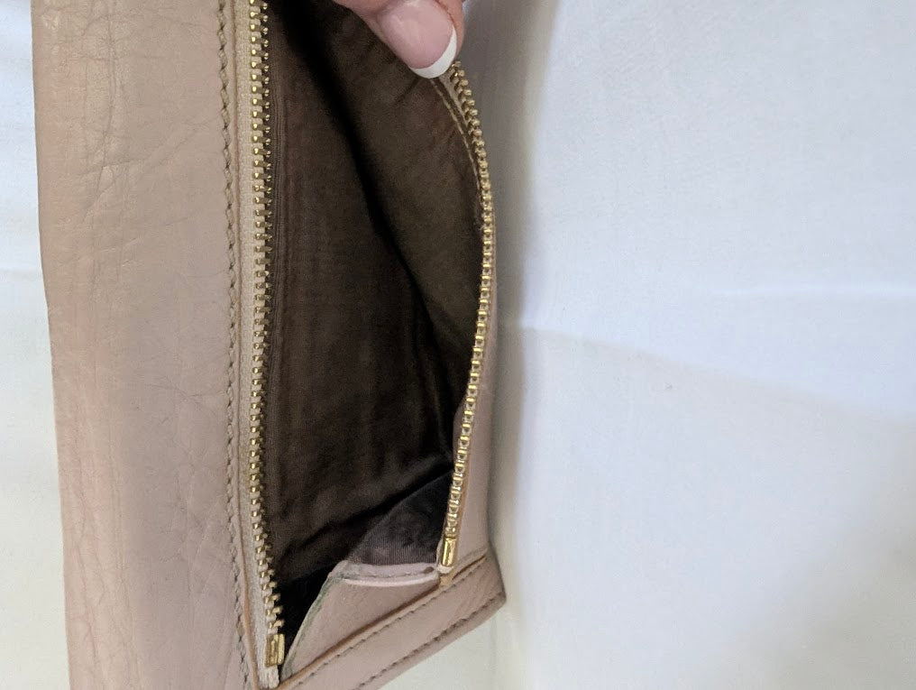 Chloe Light Pink Wallet with Silver Metal Bow Accent